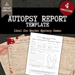 Autopsy Report Template for Murder Mystery Game, Police Evidence Prop, Authentic Crime Documents, DIY Home Printable PDF, Digital Download