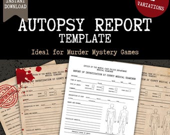 Autopsy Report Template for Murder Mystery Game, Police Evidence Prop, Authentic Crime Documents, DIY Home Printable PDF, Digital Download