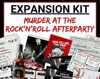 ERWEITERUNGSSET für Murder at the Rock&#39;n&#39;Roll Afterparty, Murder Mystery Game für Erwachsene, Party Kit, sofortiger digitaler Download PDF