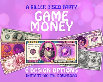 Hundred Dollar Bill Play Money, Party Prop 100 Dollars Bills, Fun Fake Cash for Games, A Killer Disco Party Themed, Digital Printable PDF