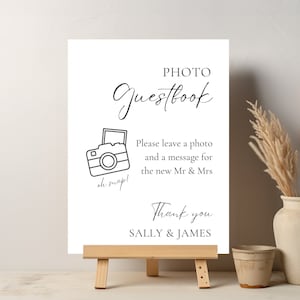 Photo Guestbook Sign Printable, Guest Book Wedding Template, Leave A Photo Sign, Polaroid Wedding Sign 5x7 8x10, Snap It Shake it, WED01
