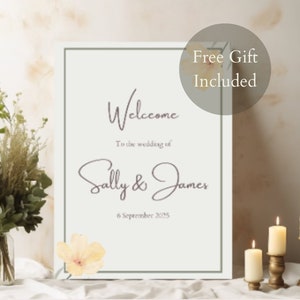 Wildblumen Hochzeit Willkommensschild, elegantes Blumen Hochzeitsschild, bearbeitbare Canva Vorlage, druckbare Hochzeit Beschilderung, Empfang Willkommensschild