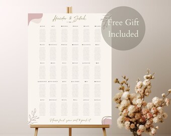 Seating Chart Wedding Template, Printable Boho Wedding Signage, Seating Sign Canva Template, Wedding Seat Plan Display, Unique Seating Chart