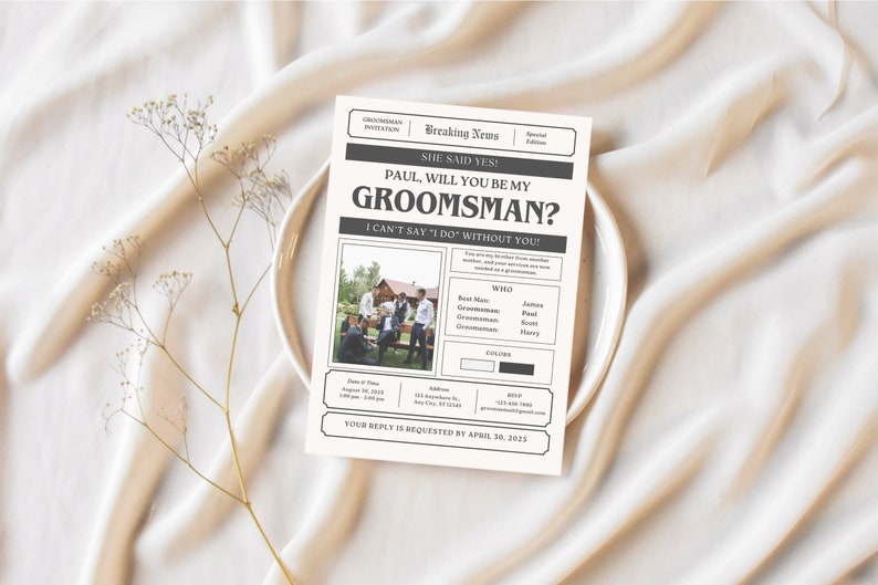 Groomsmen Proposal Newspaper Template, Will You Be My Groomsman ...