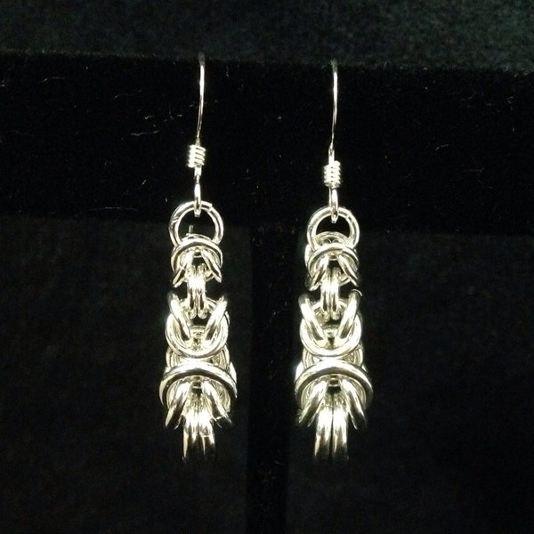 Sterling Silver Graduated Byzantine Earrings