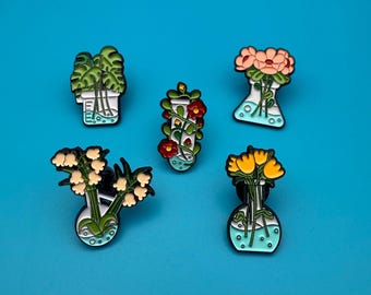 Botanisches Labor: Blumen & Monstera-Pins,  Meme, Pin Geschenk, Present, Anstecker,