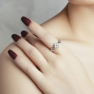 Four Leaf Lucky Clover Zircon Diamond Women's Flower Fashion Adjustable Ring