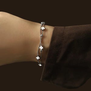 Four Leaf Lucky Geometric Clover Fashion Sterling Silver Adjustable Bracelet