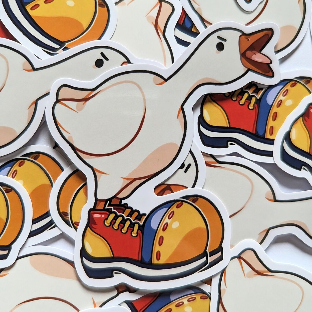 Angry Goose in Clown Shoes | Glossy Vinyl Sticker - Etsy