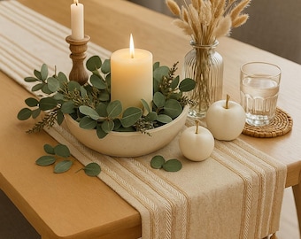 Handmade Jute Table Runner with Tassels: Boho Farmhouse Decor