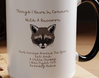 Lustige Waschbär Kaffeetasse: Dunkle Ringe, Junk Food, Chubby Tasse