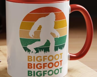 Kubek do kawy Bigfoot: Kubek kempingowy Sasquatch w stylu lat 70.