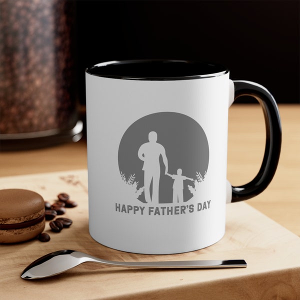 Happy Father's Day Silhouette Mug - Dad and Child Bonding Coffee Cup - Perfect Gift for Dad on His Special Day