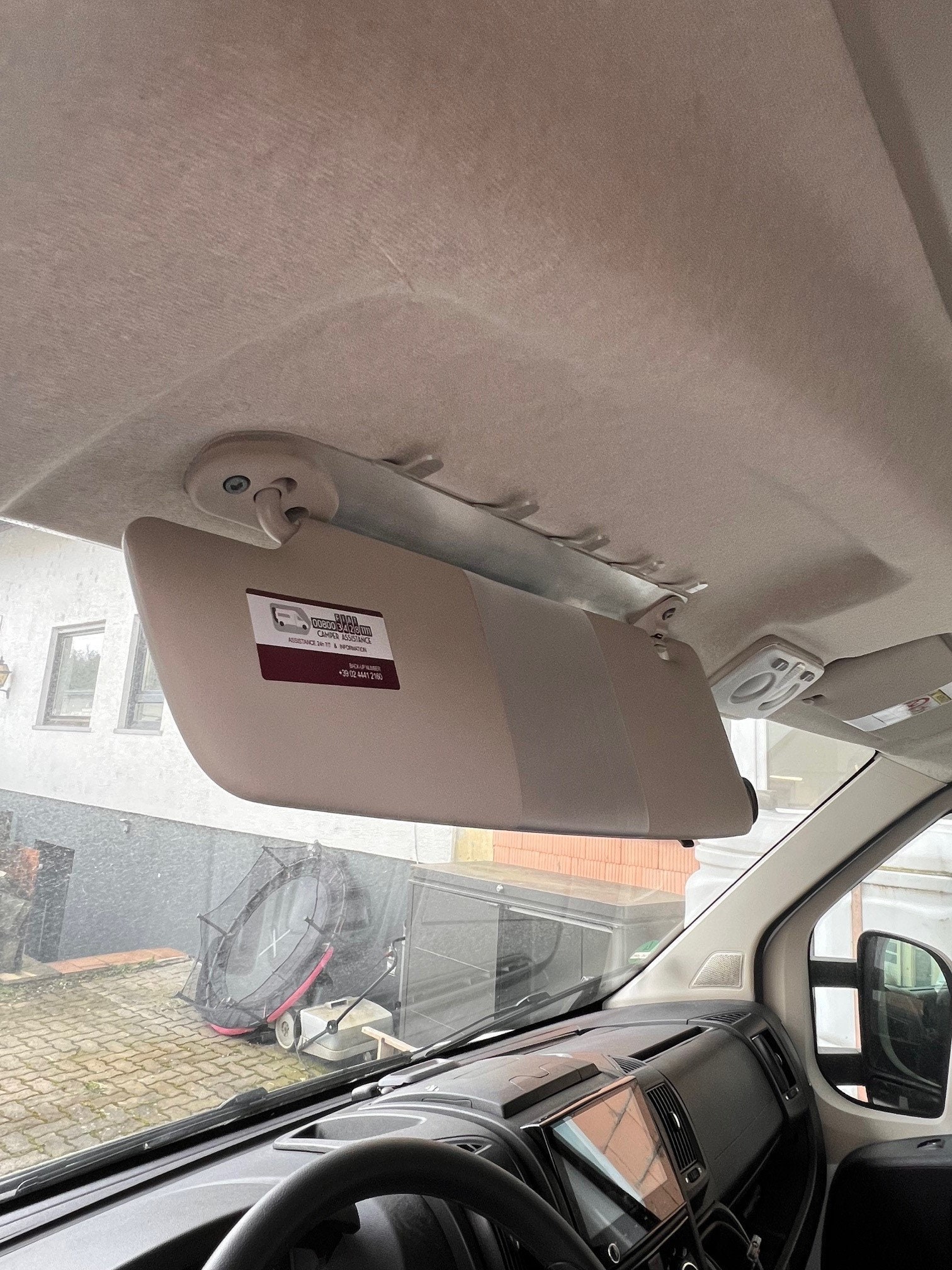 Hook rail for sun visor motorhome Fiat Ducato, see description.