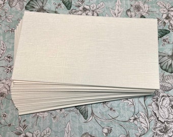 25 BLANK Acrylic Cards 3.5” x 2”, 246 lb Premium Acrylic Paper White Linen Texture Blanks for Business Cards, DIY Tags, Cardmaking, Crafting