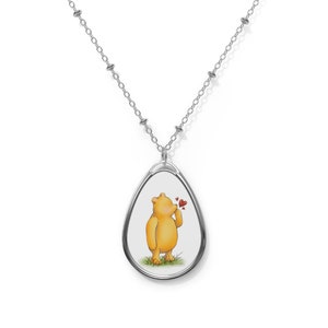 Winnie the Pooh Blowing Kisses Necklace | Oval Necklace | Mom Gift | Jewelry Gift | Pooh and Friends