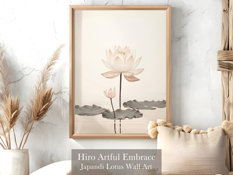 Minimalist Japandi Lotus Flower Wall Art Printable Japanese Zen ...