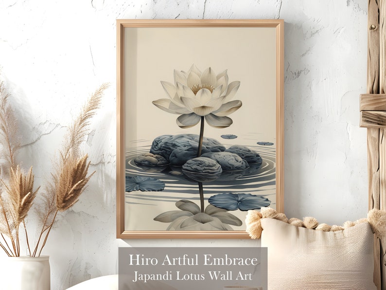 Minimalist Japandi Lotus Flower Wall Art Printable Japanese Zen ...