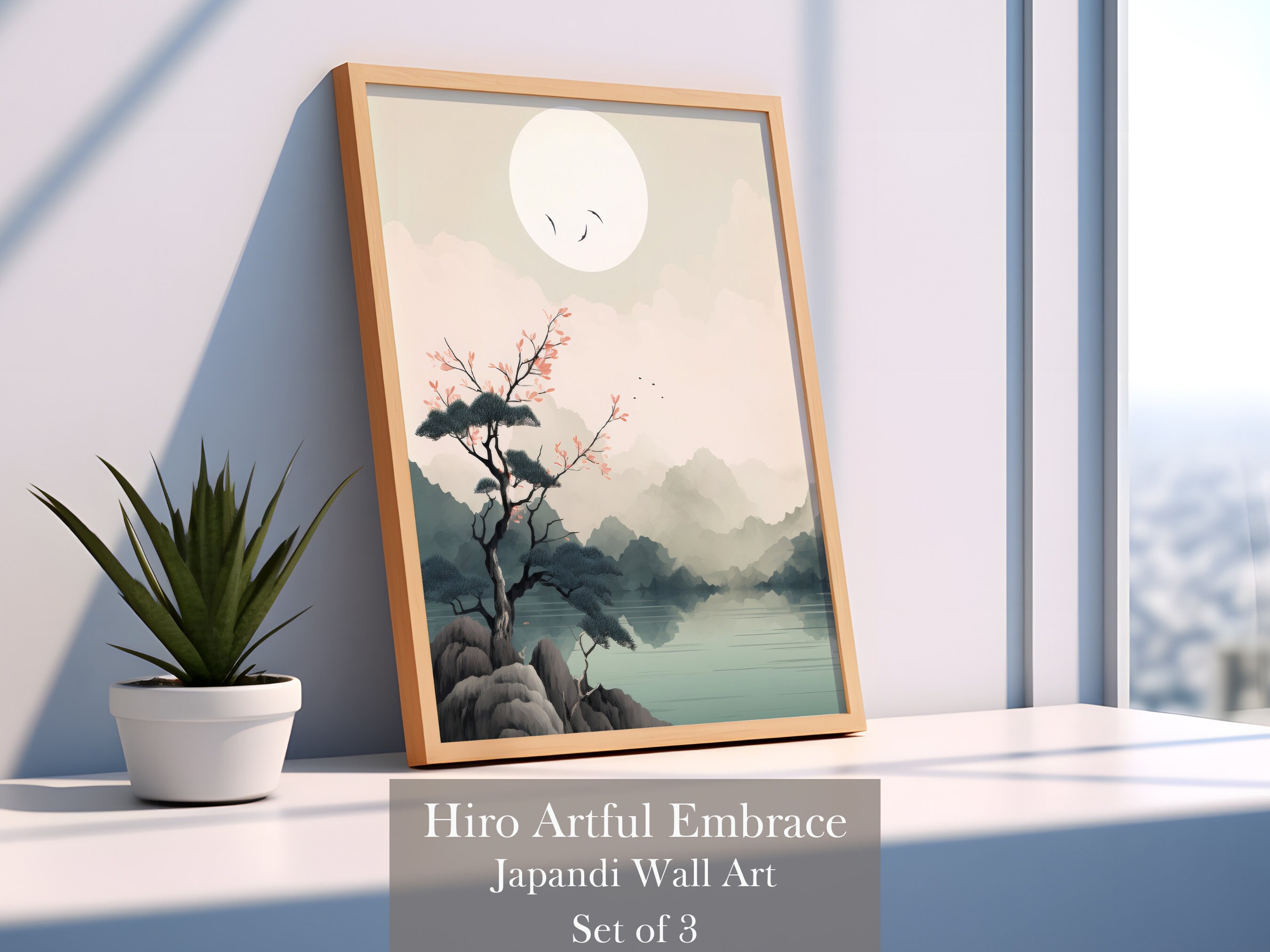 Set of 3 Japanese Wall Art, Japandi Wall Art, Big Wall Art Canvas ...