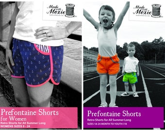 Prefontaine Shorts Bundle: Best Women and Kids retro shorts sewing patterns PDF