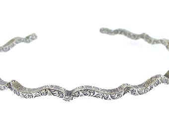 Silver Cuff with Curves, sterling silver bracelet for women, clothing gift by Kathryn Riechert