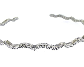 Silver Cuff with Curves, sterling silver bracelet for women, clothing gift by Kathryn Riechert