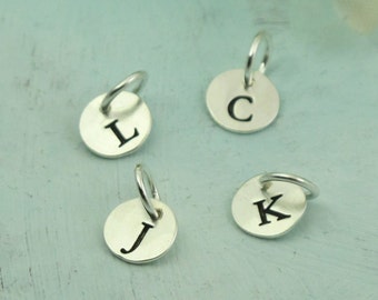 Letter Charm La Petite, initial charm, letter disc charm, sterling silver initial jewelry, initial necklace