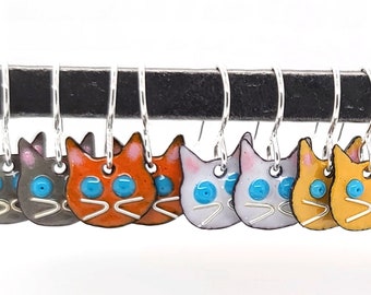 Cat Earrings, cat jewelry, crazy cat lady jewelry, black, white, orange, gray or yellow cat earrings, pet gift by Kathryn Riechert