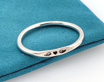 Winged Heart Sterling Silver Memorial Ring - Stacking Ring