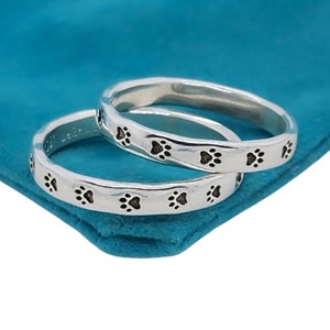 Handmade Sterling Silver Paw Prints Ring: Pet Lover Jewelry