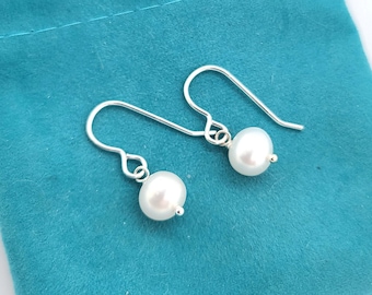 Pearl Earrings, white freshwater pearl jewelry, Everyday Earrings