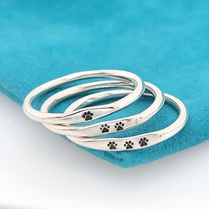 Sterling Silver Paw Print Ring: Minimalist Pet Lover Jewelry