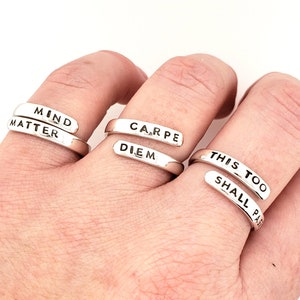 Personalized Sterling Silver Adjustable Wrap Ring: Custom Inscription