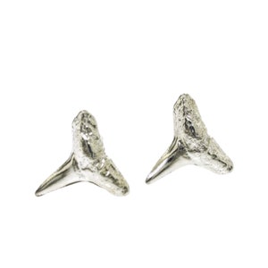 Shark Teeth Earrings, silver stud earrings