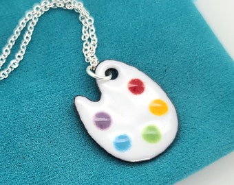 Artist Palette Necklace, gift for painter or art teacher