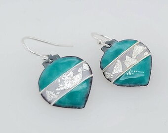 Glass Enamel Christmas Ornament Earrings, Holiday Earrings