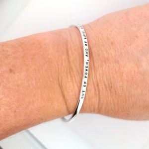 Bangle Bracelet, personalized silver bangle bracelets for women, hand stamped sterling silver bracelet, custom made image 1