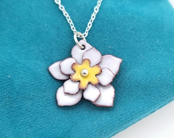 Magnolia Blossom Pendant,  white and yellow flower pendant by Kathryn Riechert