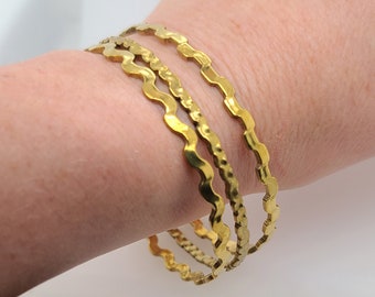 Brass Bangle Bracelets, Stacking Bangles in a Set of 3