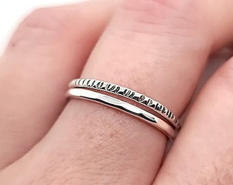 Stacking Ring, hammered ring, line textured sterling silver ring, stackable jewelry by Kathryn Riechert