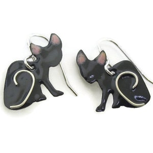 Sphynx Cat Earrings, enameled jewelry for cat lovers