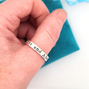 Sterling Silver Ring, THICK BAND Posey Ring, custom made ring personalized with your message, hand stamped jewelry image 5