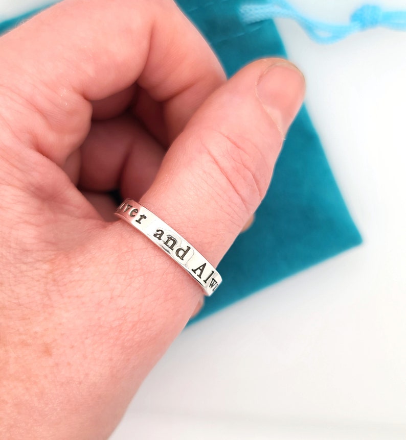 Sterling Silver Ring, THICK BAND Posey Ring, custom made ring personalized with your message, hand stamped jewelry image 5