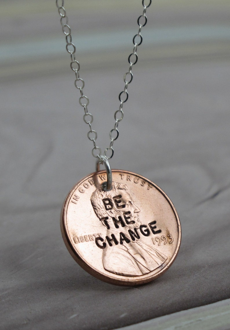 Be the Change Penny Necklace sterling silver with a coin by Kathryn Riechert image 5