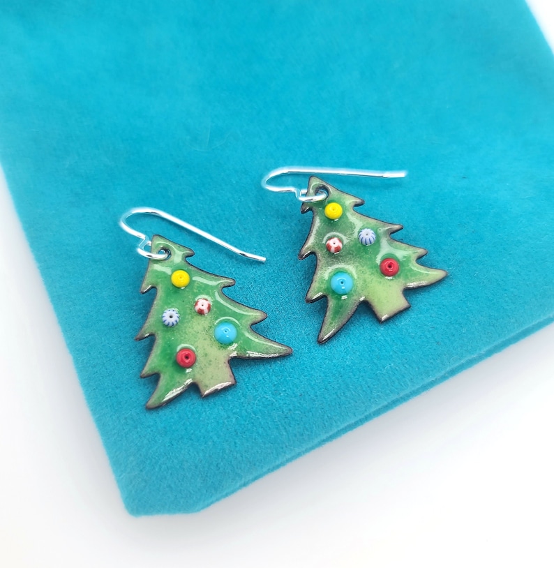 Christmas Tree Earrings Holiday Jewelry Holiday Earrings Etsy