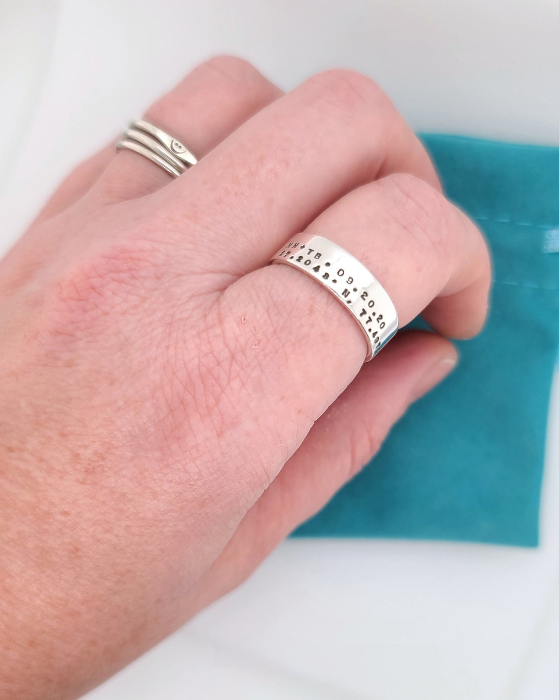 Posey Ring Personalized Ring Hand Stamped Sterling Silver Etsy