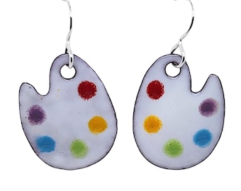 Artist Palette Earrings, gift for painter or art teacher