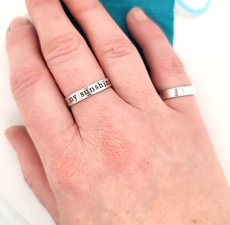 Personalized Ring custom hand stamped with your message, Sterling Silver Posey Ring Original, custom messages on the inside or outside image 3