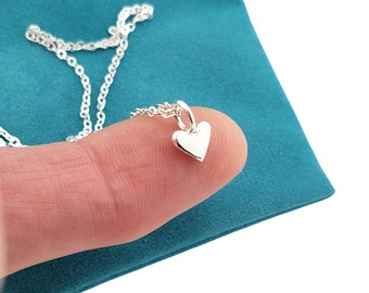 Tiny Heart Necklace, Silver Heart Charm