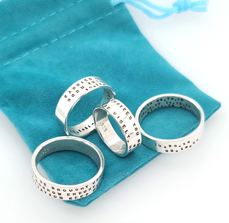 Posey Ring Personalized Ring Hand Stamped Sterling Silver Etsy